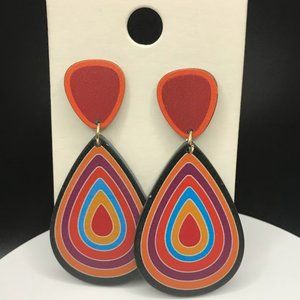 NWT Spiral Pattern Colorful Dangle Earrings Set Retro Bohemian Style